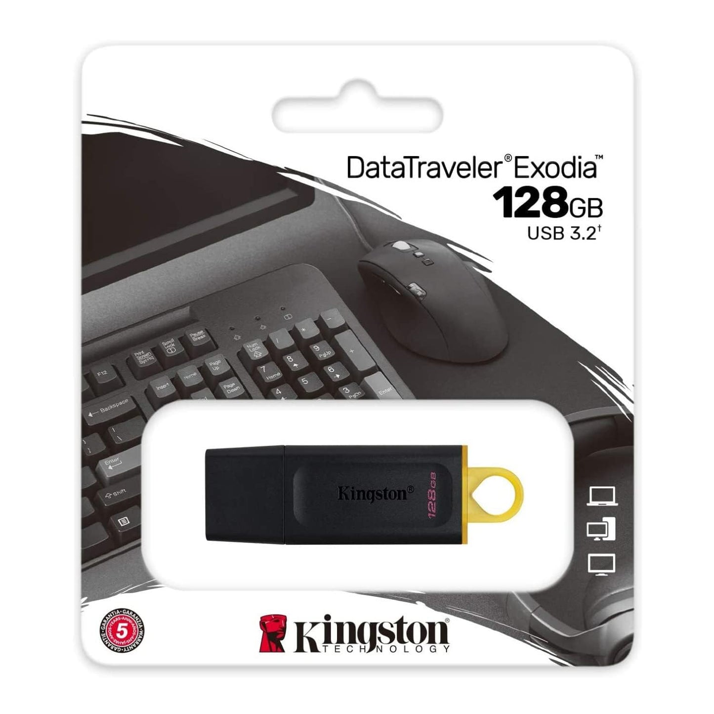 Kingston DataTraveler Exodia DTX/32, 64, 128, 256 GB Flash Drive USB 3.2 Gen 1 - with Protective Cap and Keyring in Multiple Colours