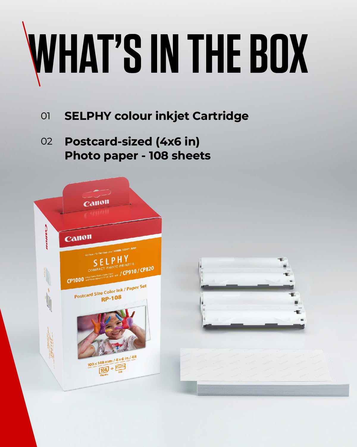 Canon RP 108IP - 1 - Print Ribbon Cassette and Paper kit - Black