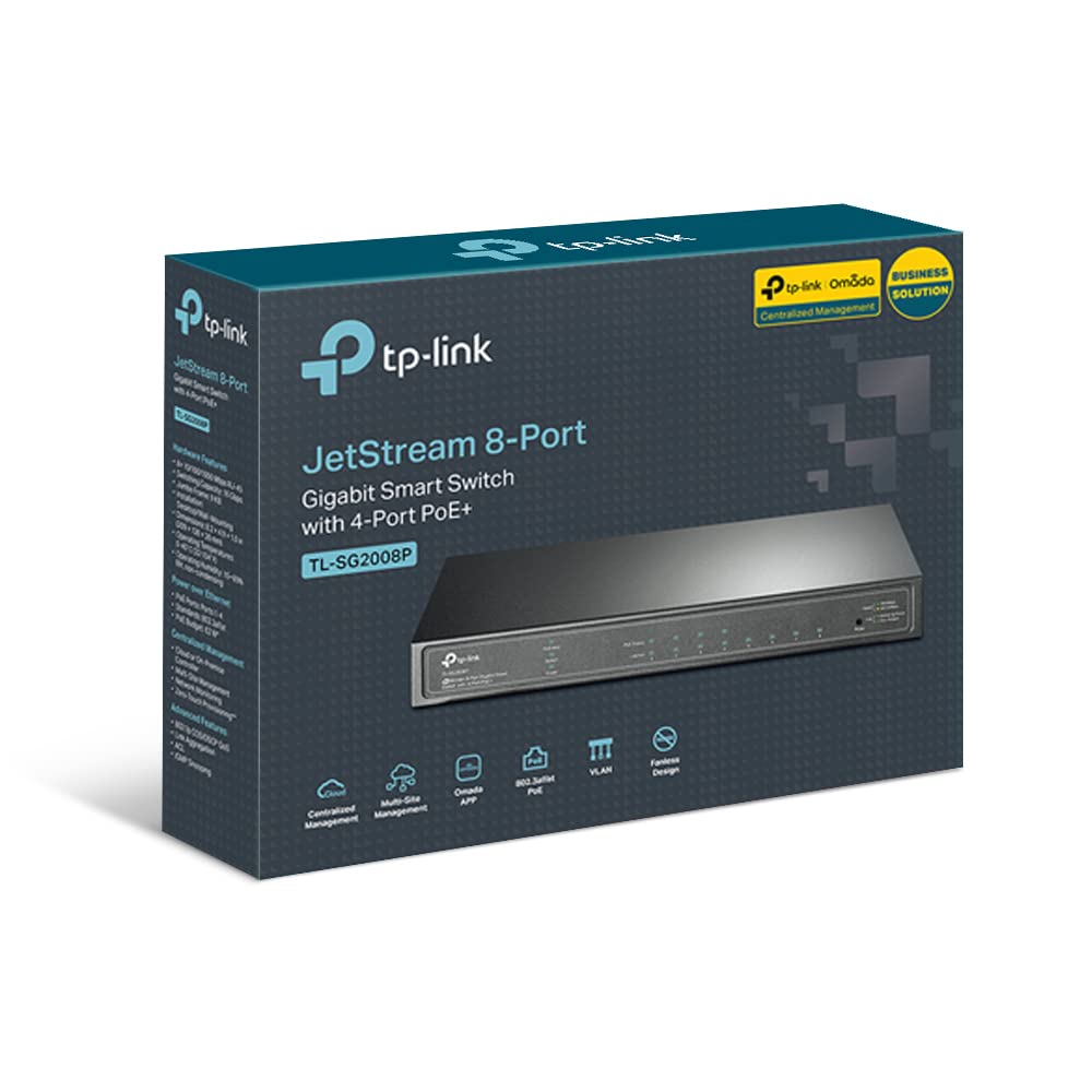TP-Link JetStream 8-Port Gigabit Smart Switch with 4-Port PoE+(TL-SG2008P)