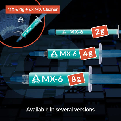 ARCTIC MX-6 (2 g) - Ultimate Performance Thermal Paste for CPU, consoles, graphics cards, laptops, very high thermal conductivity, long durability, non-conductive, non-capacitive