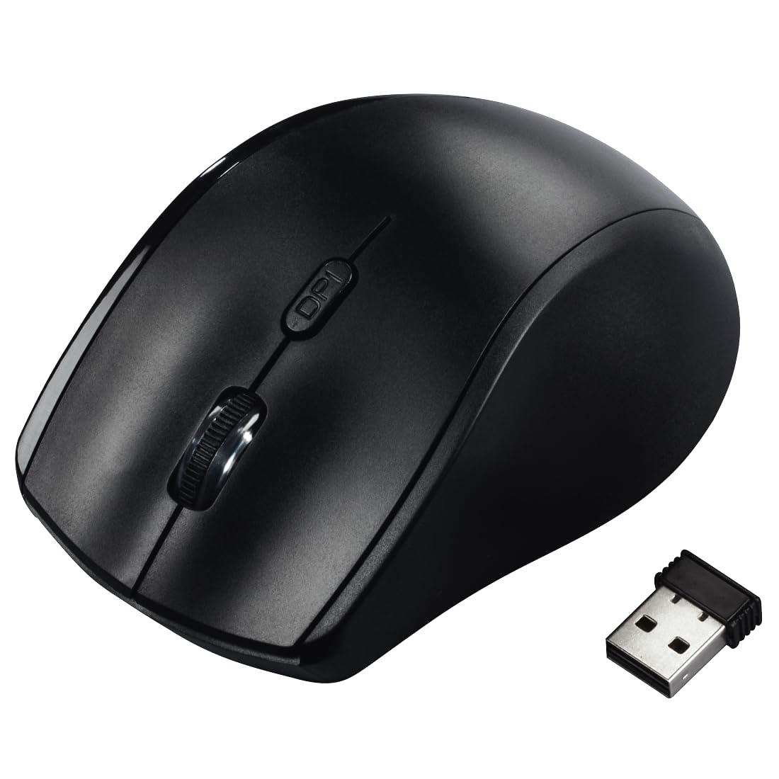 Hama Maus kabellos für Linkshänder ergonomisch (Linkshänder-Maus ohne Kabel, Wireless Funkmaus, USB Empfänger, vertikal, 800-1600 dpi, 3 Tasten inkl. Browser-Tasten, 2,4 GHz) schwarz