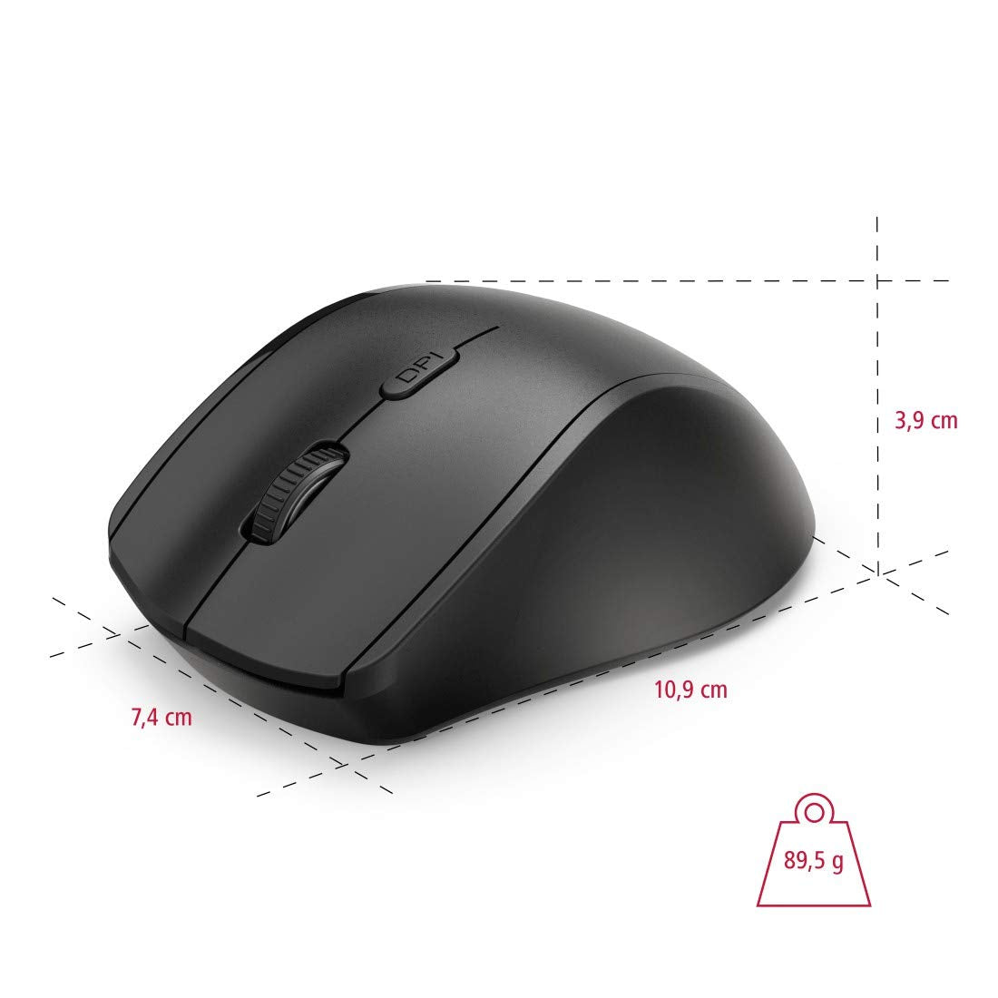 Hama Maus kabellos für Linkshänder ergonomisch (Linkshänder-Maus ohne Kabel, Wireless Funkmaus, USB Empfänger, vertikal, 800-1600 dpi, 3 Tasten inkl. Browser-Tasten, 2,4 GHz) schwarz