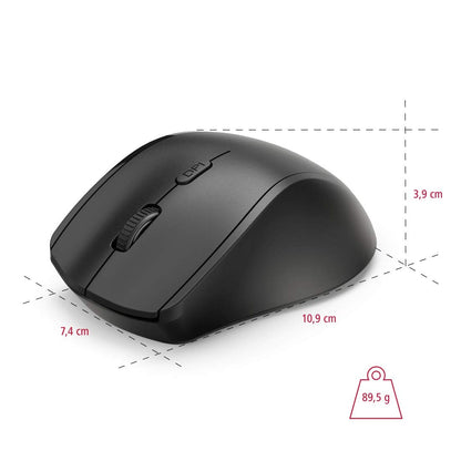 Hama Maus kabellos für Linkshänder ergonomisch (Linkshänder-Maus ohne Kabel, Wireless Funkmaus, USB Empfänger, vertikal, 800-1600 dpi, 3 Tasten inkl. Browser-Tasten, 2,4 GHz) schwarz