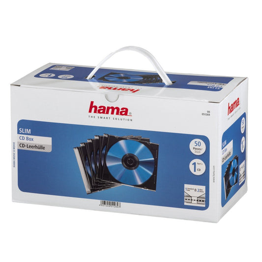 Hama Slim CD Jewel Case | Pack of 50 | Transparent/Black