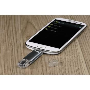 Hama Laeta Twin USB 2.0 Flash Drive (FlashPen, OTG, Aluminium, USB 2.0, up to 10 MB/s, 8 GB)
