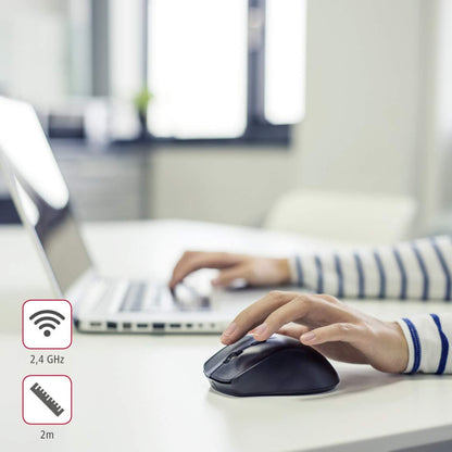 Hama Maus kabellos für Linkshänder ergonomisch (Linkshänder-Maus ohne Kabel, Wireless Funkmaus, USB Empfänger, vertikal, 800-1600 dpi, 3 Tasten inkl. Browser-Tasten, 2,4 GHz) schwarz