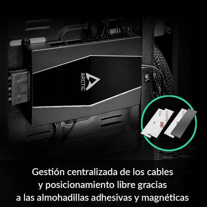 ARCTIC Case Fan Hub - 10-fold PWM Fan Distributor with SATA Power - Black