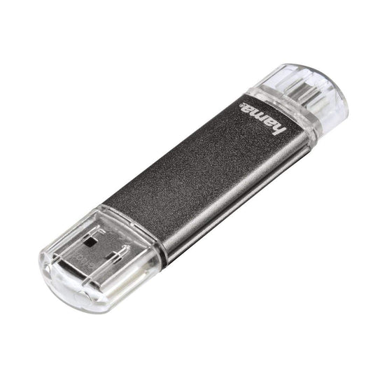 Hama Laeta Twin USB 2.0 Flash Drive (FlashPen, OTG, Aluminium, USB 2.0, up to 10 MB/s, 8 GB)