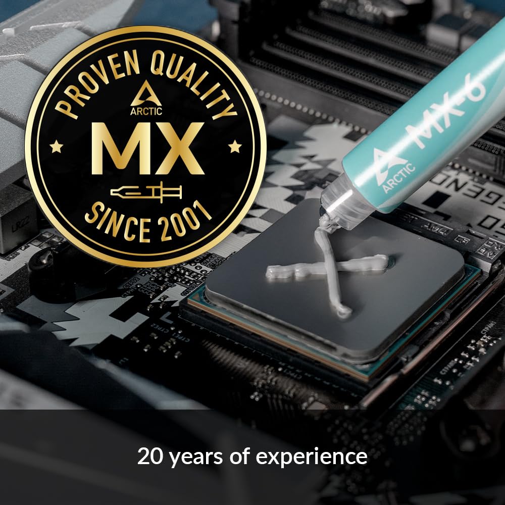 ARCTIC MX-6 (2 g) - Ultimate Performance Thermal Paste for CPU, consoles, graphics cards, laptops, very high thermal conductivity, long durability, non-conductive, non-capacitive