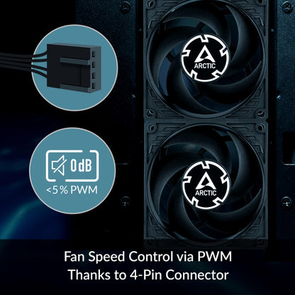 ARCTIC P8 Max - PC Fan, 80mm Fan, PC Case Fan, High-performance 80 mm case fan, Server fan, PWM-controlled 500-5000 rpm, Optimised for static pressure, 0dB mode, Fluid Dynamic Bearing - Black
